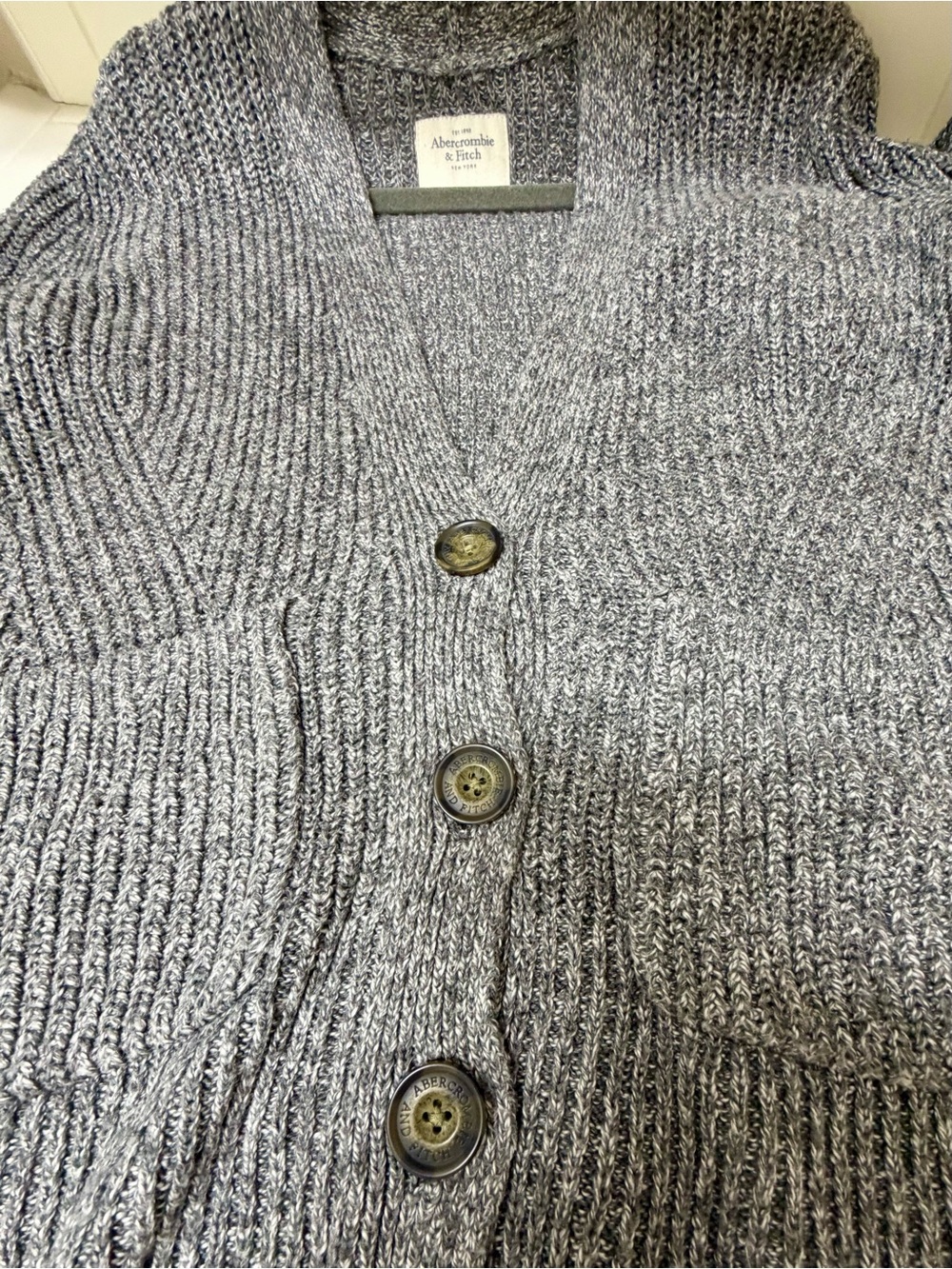Abercrombie Gray Grandpa Cardigan Marled Knit Slouchy Preppy Women’s M - Picture 11 of 12
